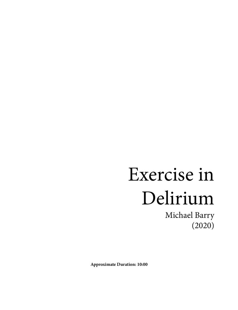 thumbnail of Exercise in Delirium Tentative Cover